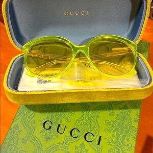 Yellow Gucci sunglasses (rare) with case Feel free